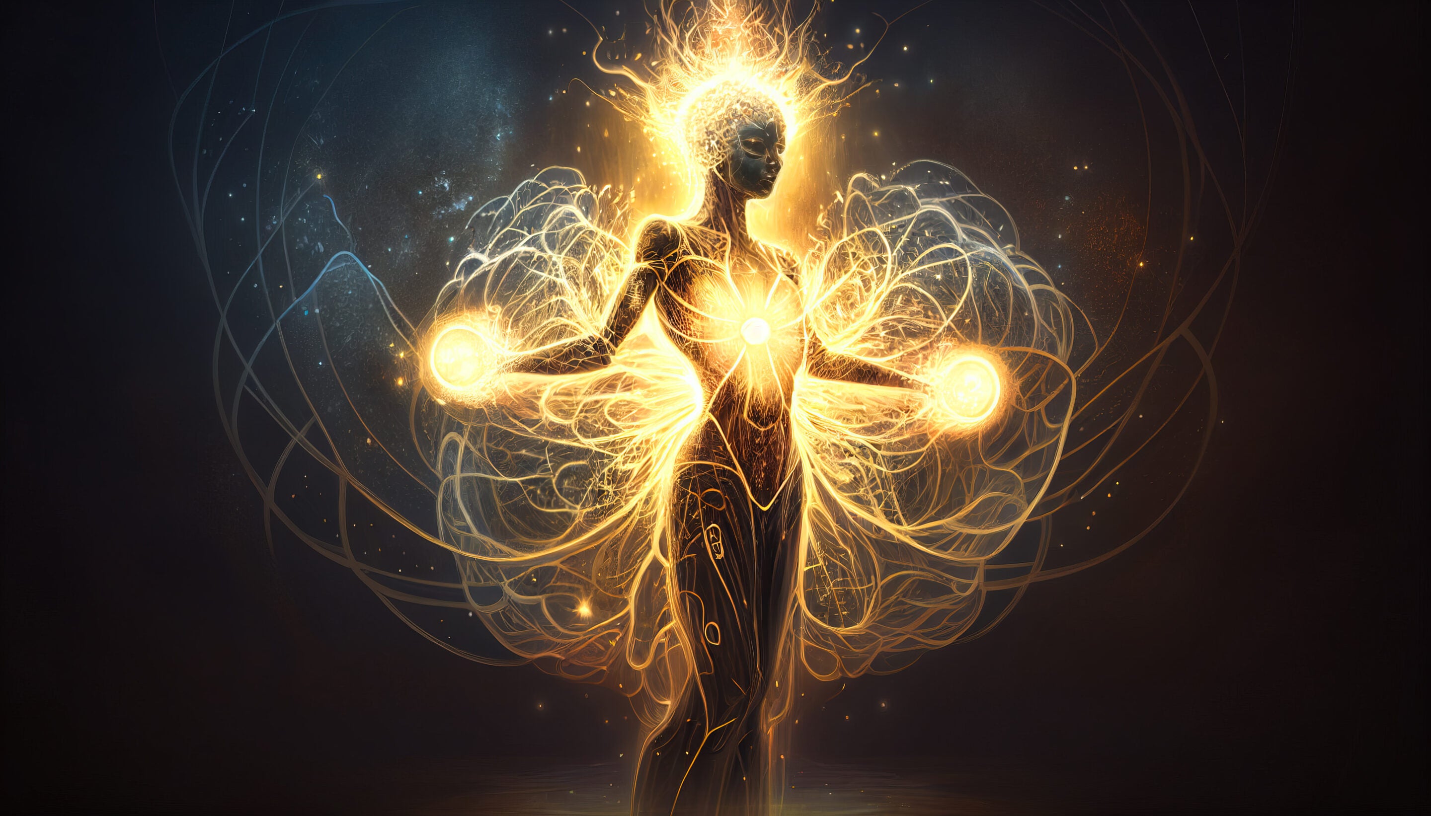 Visual representation of the natural electrical energy that our bodies produce and emit